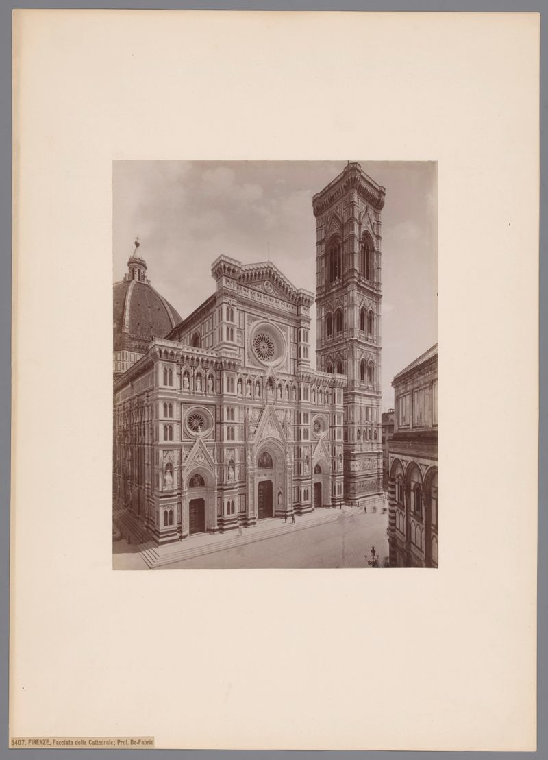 Albumen print of Florence Cathedral's façade and campanile by Giacomo Brogi
