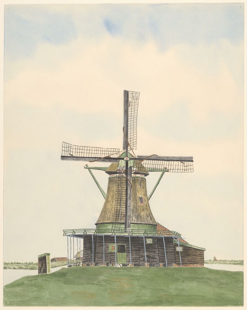 Paisaje con molino de viento, óleo sobre lienzo de Johannes Nicolaas Eijman