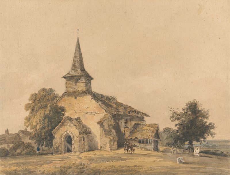 Chapel Church em Surrey, aquarela sobre papel de Thomas Girtin