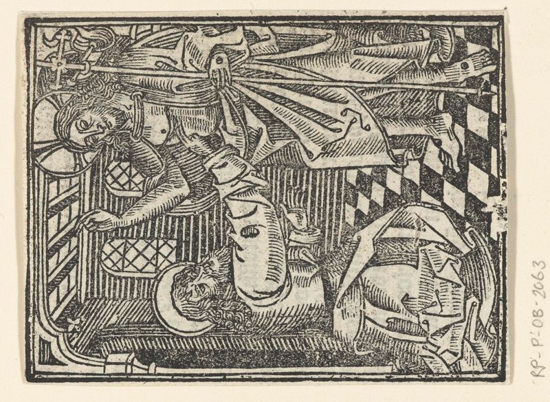 Religious artwork on paper by Meester van de Delbecq-Schreiber-Passie depicting Thomas reaching for Christ's wound.