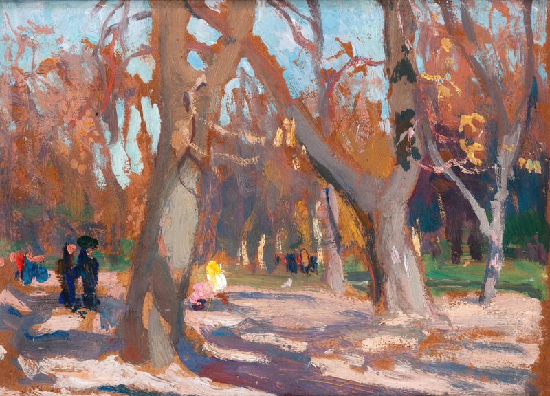 Paisagem de The Planty Park em Cracóvia por Jan Stanisławski, impressionismo
