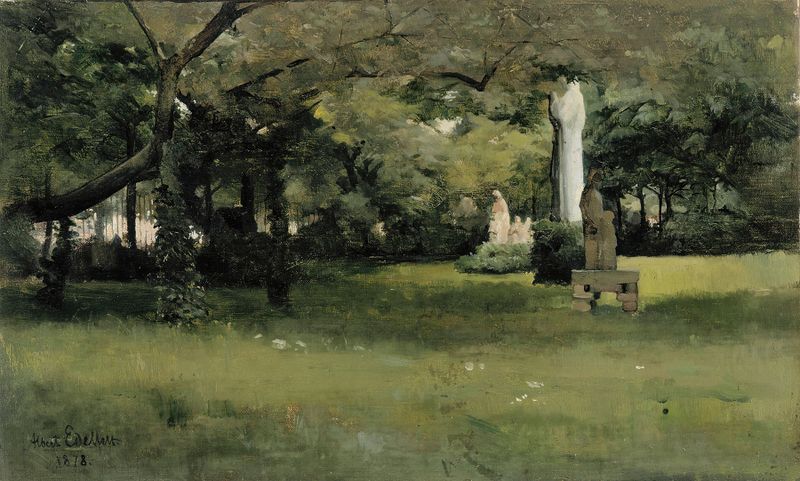 O Jardim do Museu Cluny em Paris, pintura a óleo de Albert Edelfelt