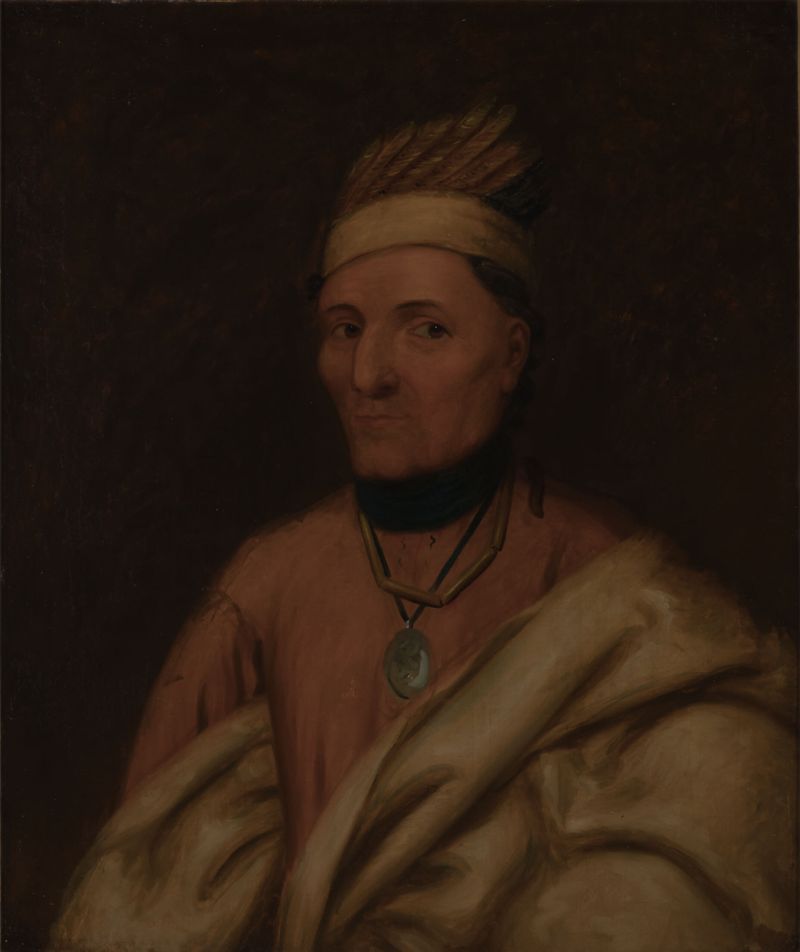 Portrait of a tribal man in native attire, oil on canvas by Henry Inman