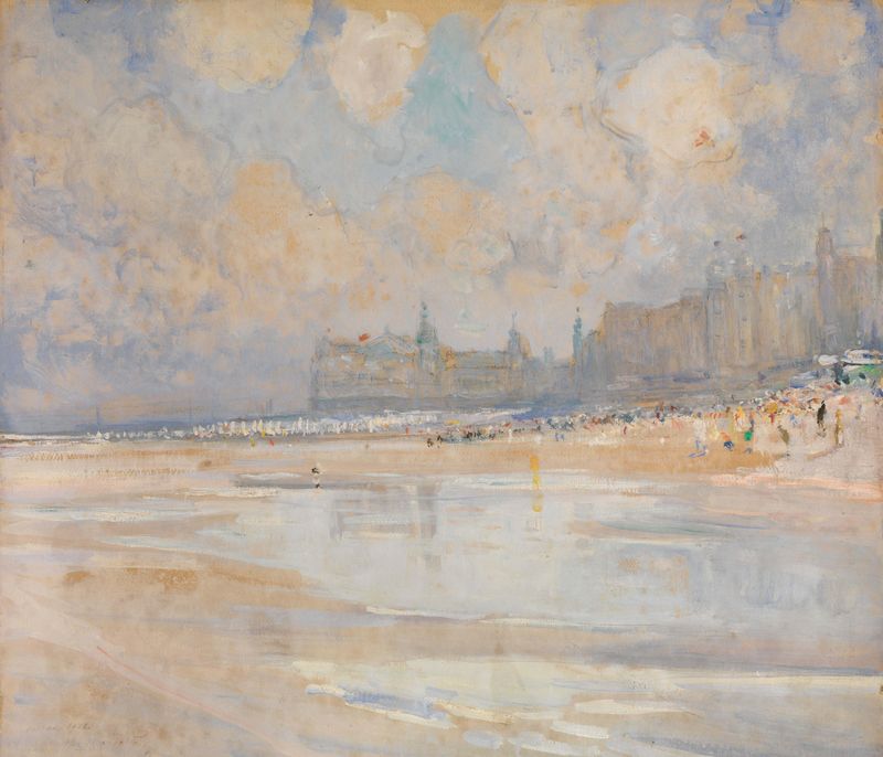 Marine scene depicting a seaside with waves and sand by Alexander Marcette