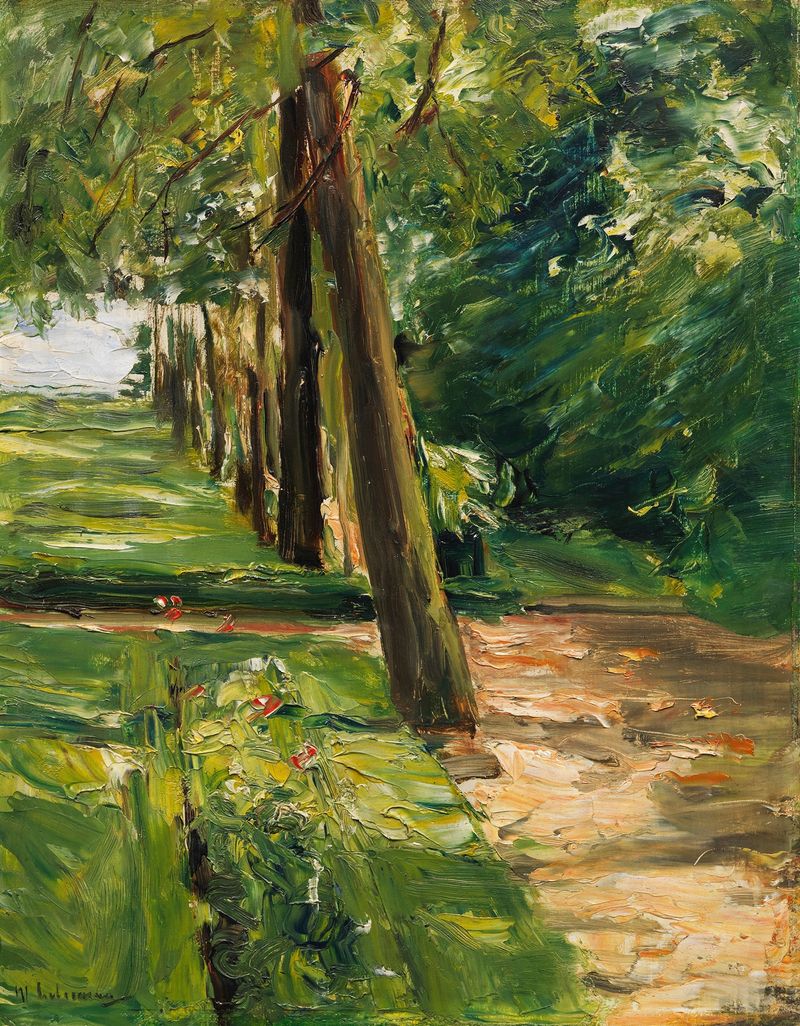 Die Birkenallee im Wannseegarten nach Osten, óleo sobre lienzo de Max Liebermann
