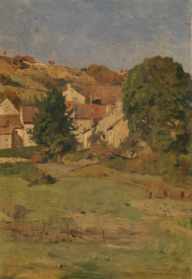 Landscape with hills and sea by Edmond Charles Joseph Yon, Impressionism