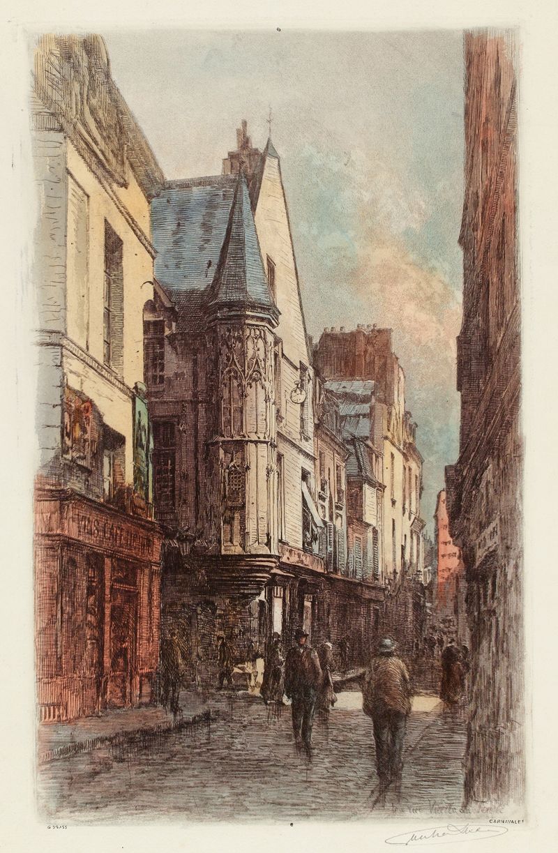 Impressionist artwork depicting a street scene by Lucien Marcelin Gautier