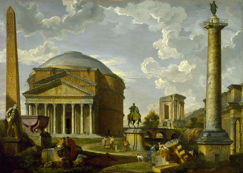 Fantasy View with the Pantheon, oil on canvas by Giovanni Paolo Panini