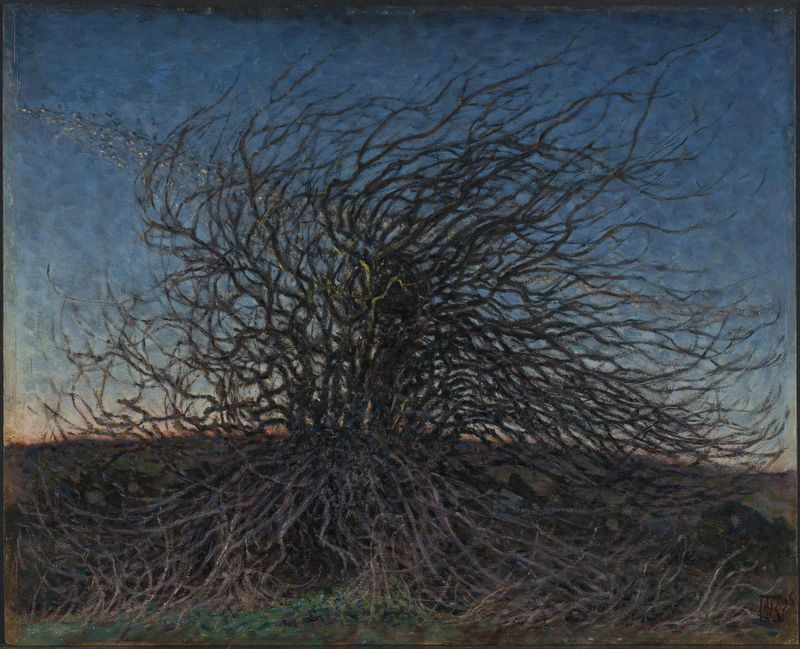 Vårafton by Nils Kreuger, an impressionist landscape depicting a spring evening in soft pastels.