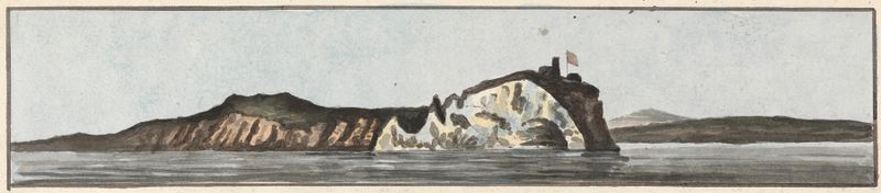 The Needles Bearing East by John Thomas Serres, oil painting depicting jagged cliffs and a tranquil sea