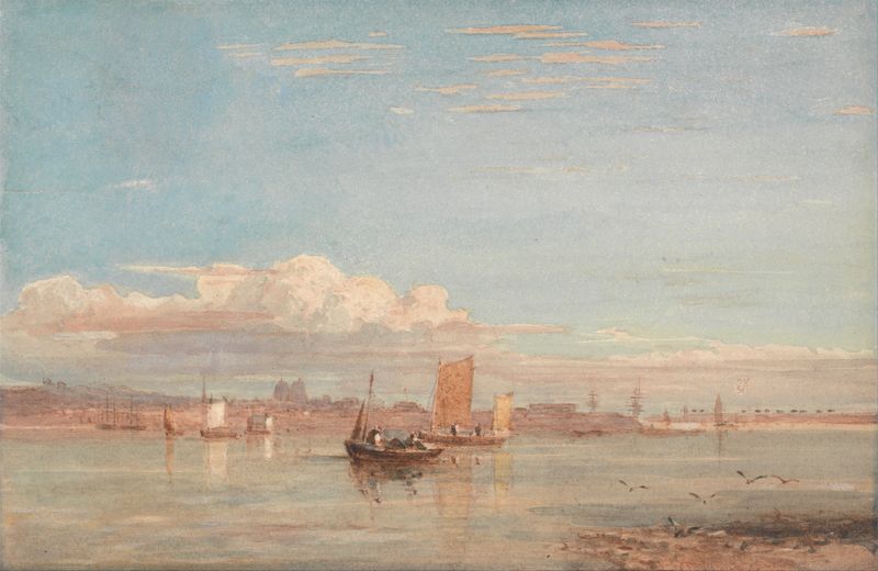 Greenwich Hospital from Woolwich Reach, oil painting by David Cox