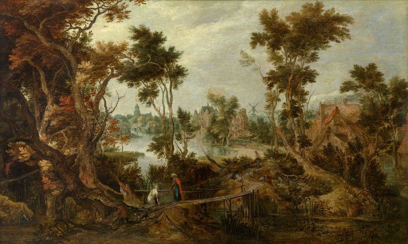 Landscape with Elias and the Widow of Sarefat, oil on canvas by Gillis Claesz. de Hondecoeter
