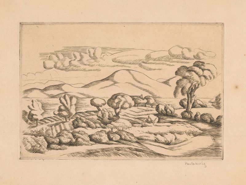 Paisagem no Sul da França, óleo sobre tela de Józef Pankiewicz