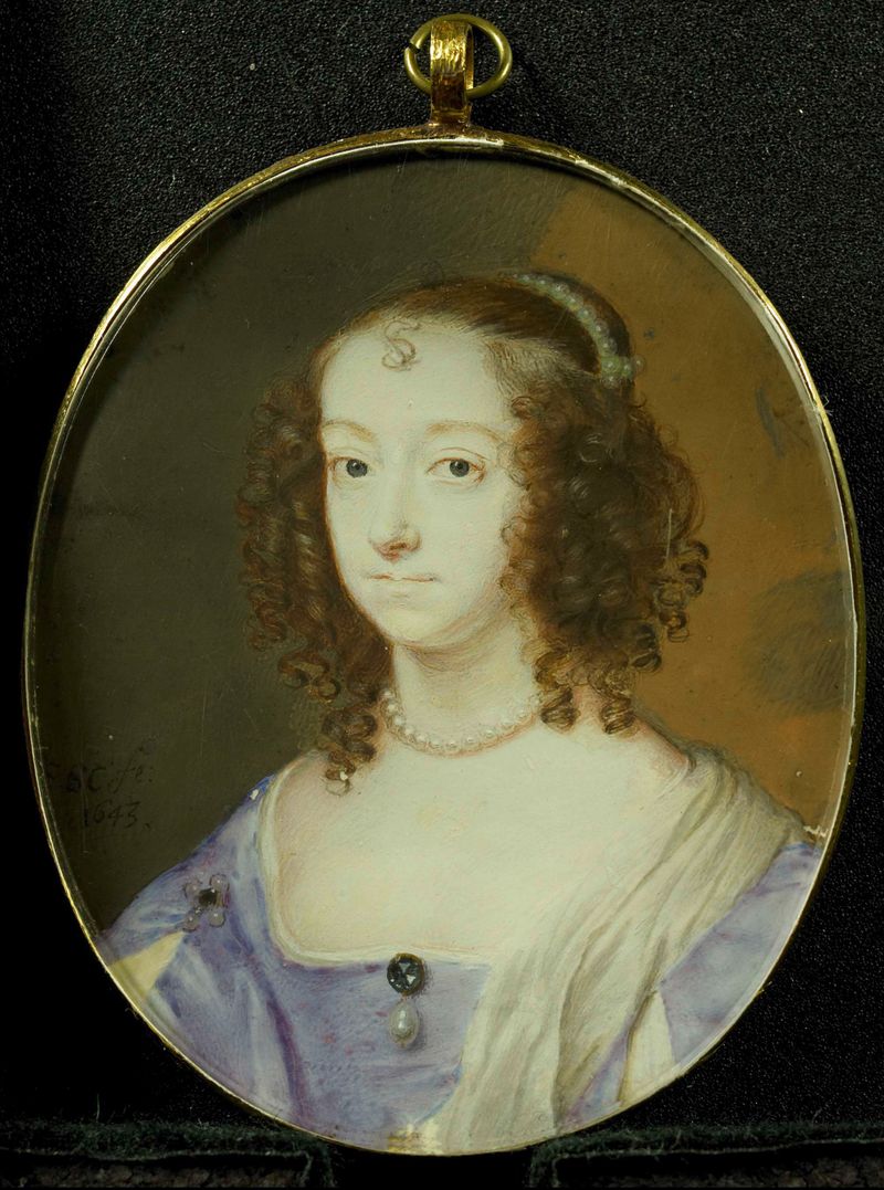 Portrait of a woman by Samuel Cooper, parchment medium, featuring delicate expressions and serene gaze.