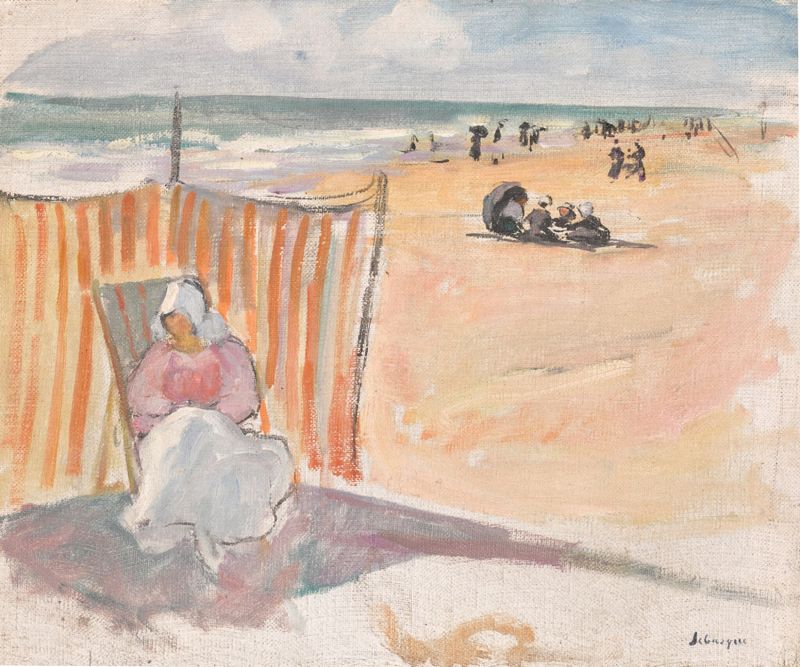 Escena costera con olas y arena, óleo sobre lienzo de Henri Lebasque