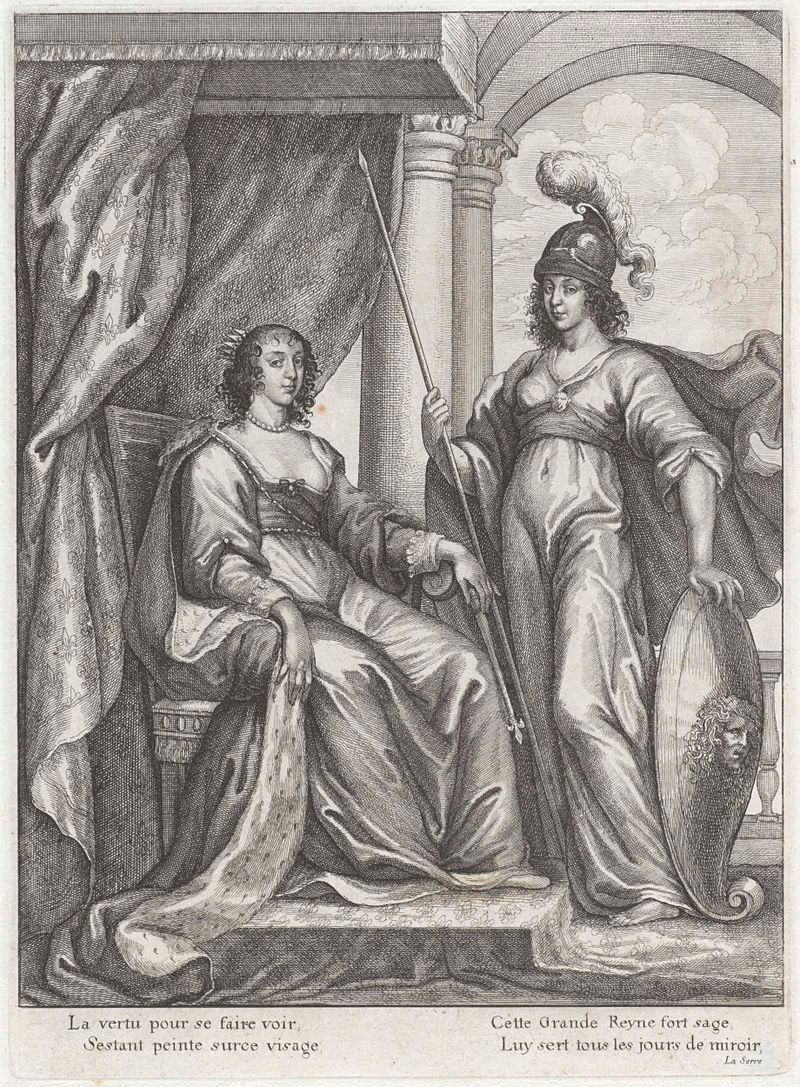 Retrato de Henrietta Maria van Bourbon, reina de Inglaterra, grabado de Wenceslaus Hollar