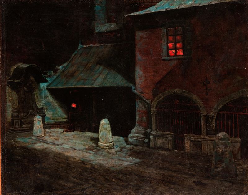 St Mary’s Church in Krakow, oil on canvas by Marian Wawrzeniecki