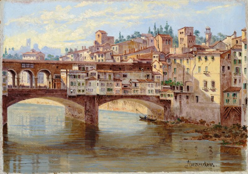 Pintura al óleo de Ponte Vecchio en Florencia por Antonietta Brandeis