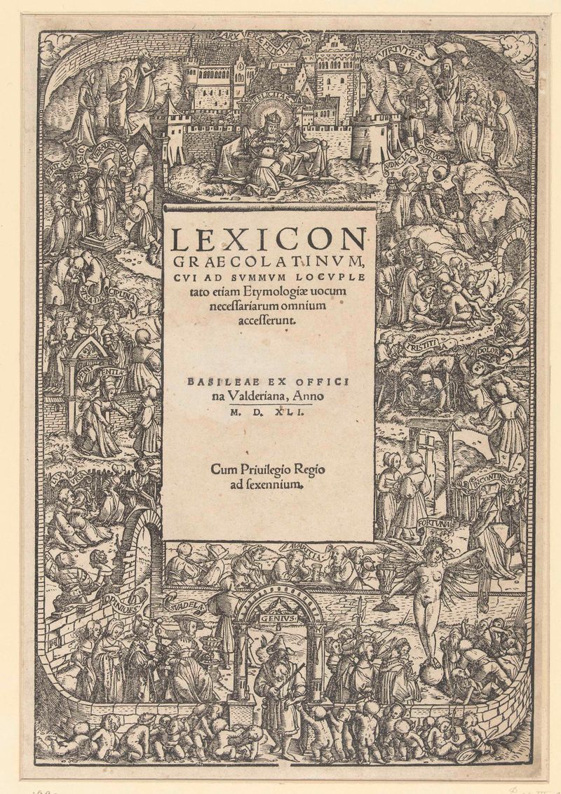 Allegorical print on paper by Hans Hermann depicting figures and light
