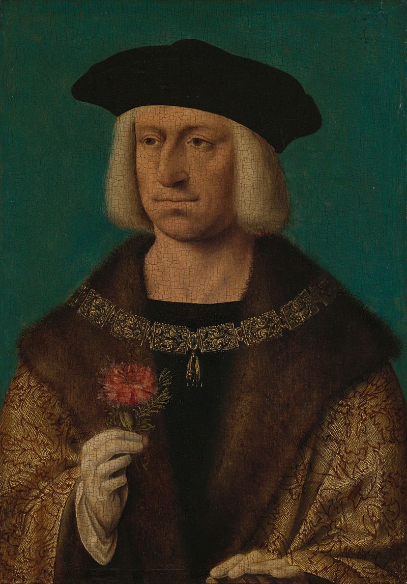 Portrait of Maximilian I, oil on panel by Joos van Cleve