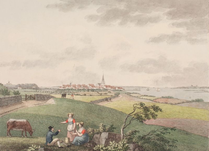 Landscape of Rudkøbing på Langeland by Søren L. Lange, oil painting