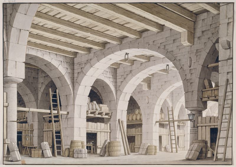 Escena figurativa con una figura solitaria contra una arquitectura sombría de Giorgio Fuentes.