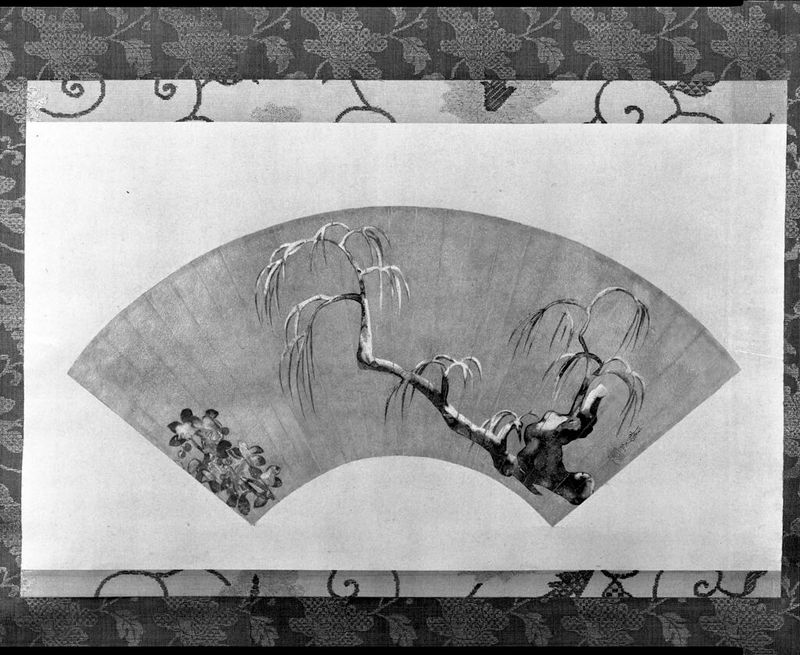 Willow in Snow by Ogata Kōrin, paper, depicting a winter landscape with a willow tree
