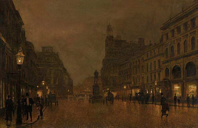 St Anne’s Square y Exchange, escena arquitectónica de John Atkinson Grimshaw, medio desconocido