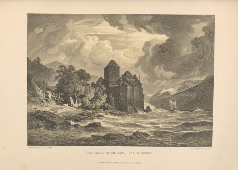 El Castillo de Chillon, Lago de Ginebra, óleo sobre lienzo de Theodor Gsell Fels