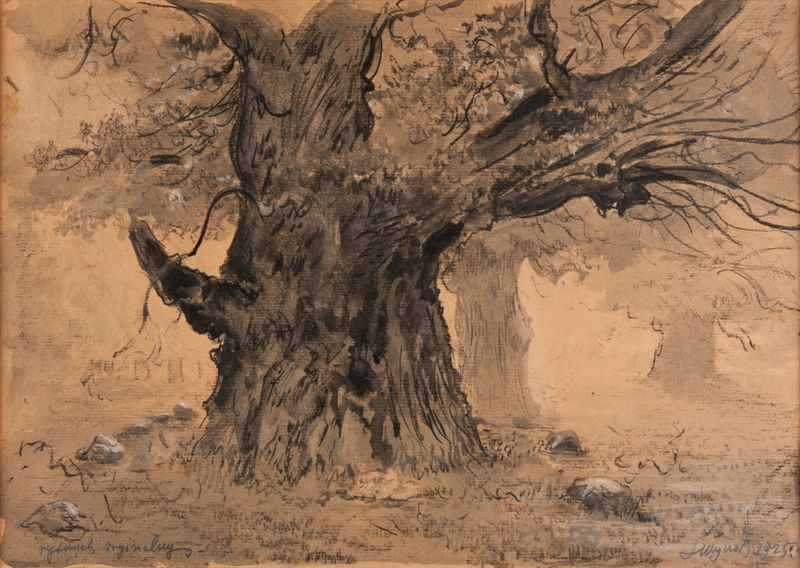 Rogalin Oaks by Leon Wyczółkowski, oil painting depicting ancient oaks in a serene landscape.