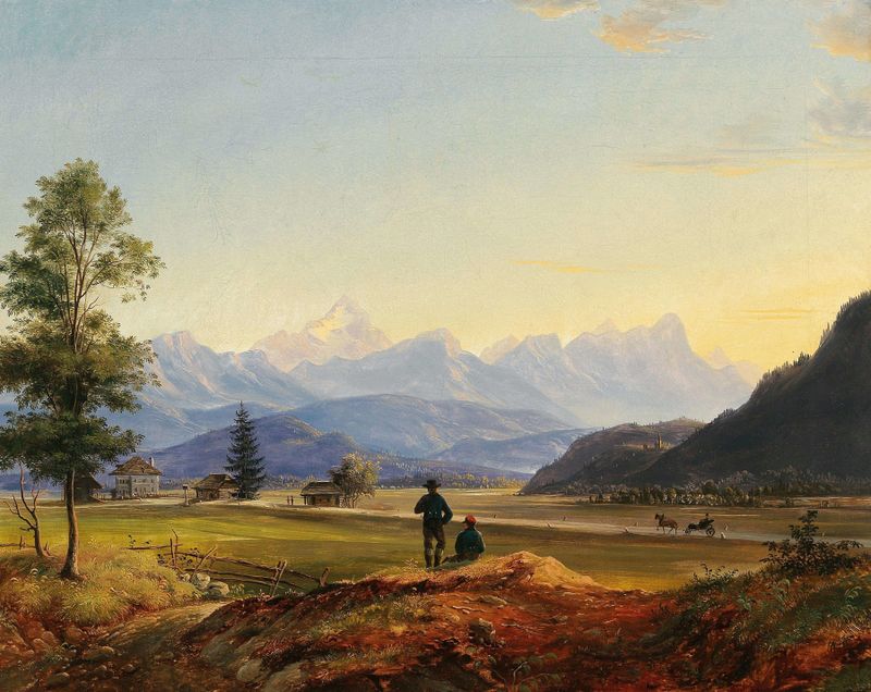 Landscape featuring Triglav and Mittagskogel by Markus Pernhart, oil painting