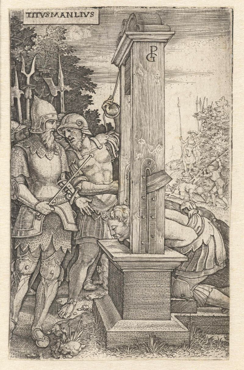 Gravura de Georg Pencz mostrando um pai sacrificando seu filho