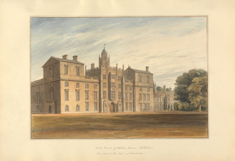 Frente Leste de Wilton House, aquarela sobre papel de John Buckler