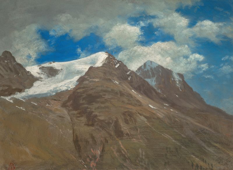 Montañas cubiertas de nieve y bosque, óleo sobre lienzo de Albert Bierstadt