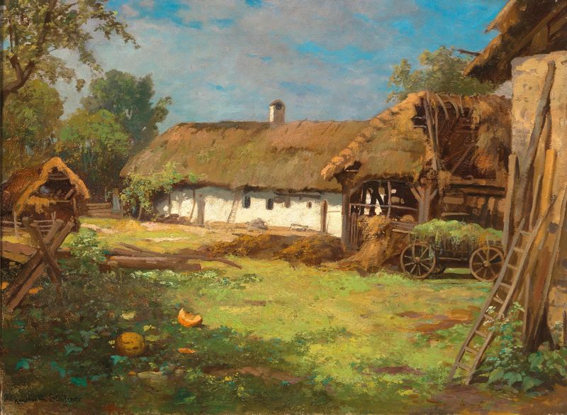 Landscape of Das Mitterpullendorf im Burgenland by Konstantin Stoitzner, Impressionism