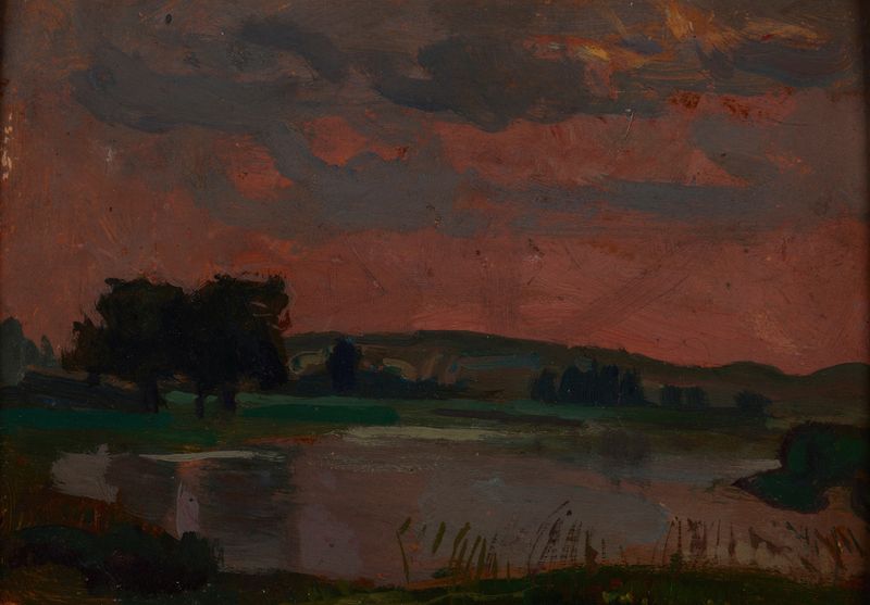 The Vistula in the Twilight, oil on canvas by Jan Stanisławski, depicting a tranquil river at twilight.