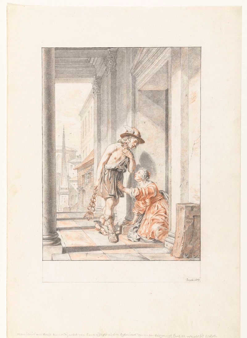 Mercury and Aglauros, óleo sobre tela de Joseph de Bray, retratando um momento de destino e anseio.