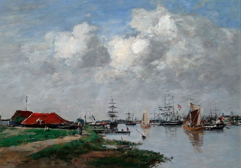 O rio Escaut em Antuérpia, óleo sobre tela de Eugène Boudin