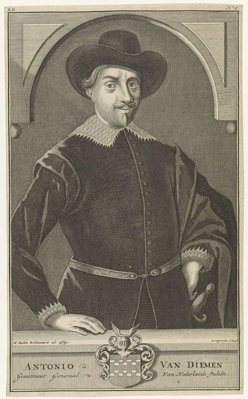 Engraving of Antonio van Diemen, governor-general of Dutch East Indies by Dirk Jongman