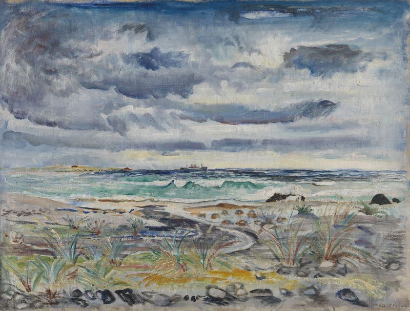 Paisagem dos campos de Jæren por Bernt Julius Muus Clüver, pintura a óleo
