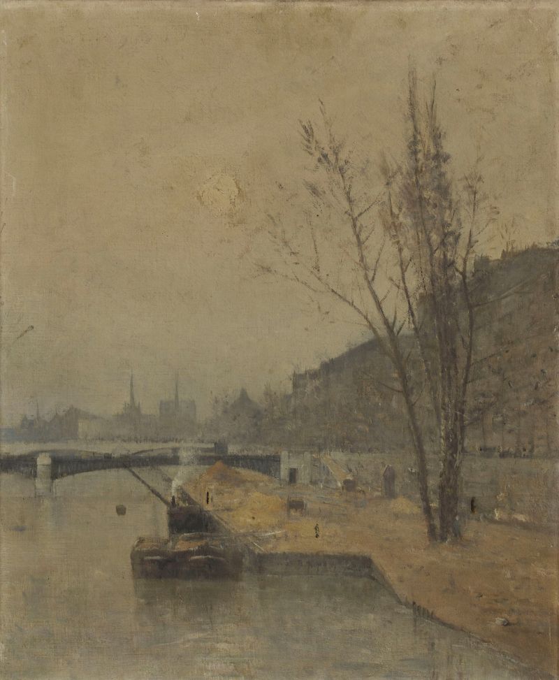 La Seine au pont de Solférino by René Billotte, impressionism, depicting a river and trees in afternoon light