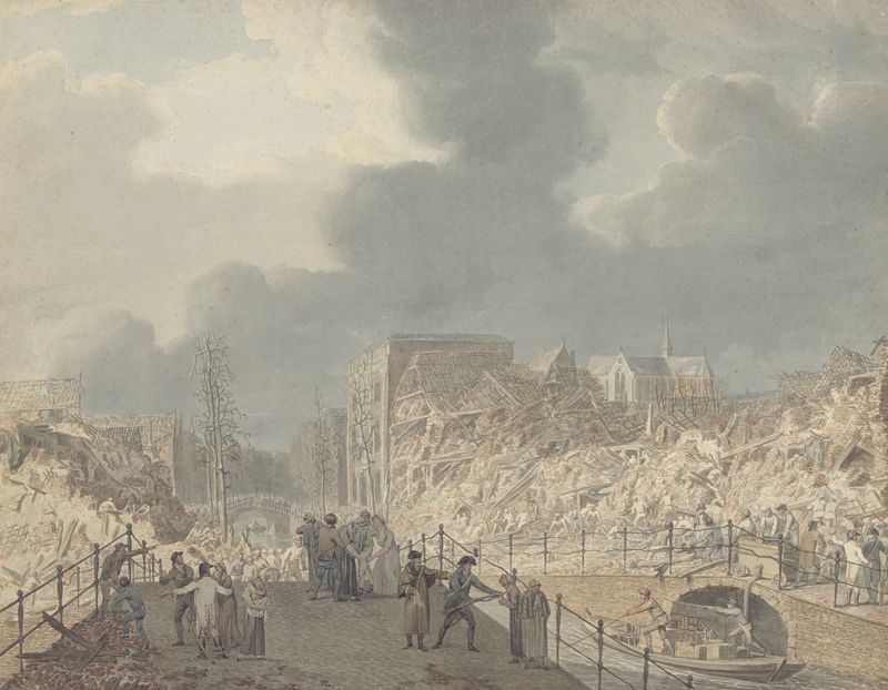 Historical landscape depicting ruins after the explosion, oil painting by Jan Willem Pieneman