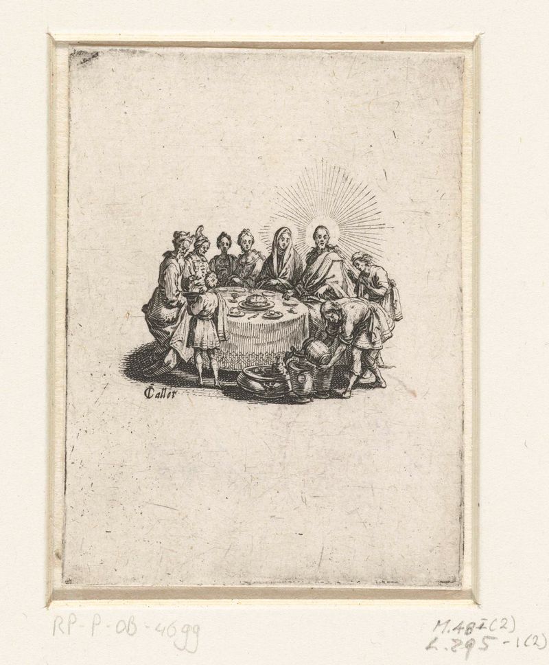 Grabado de Jacques Callot que representa una escena de género con figuras danzantes en celebración.