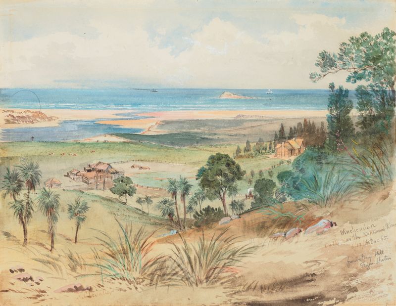 Paisaje del río Kaikorai con luz dorada, pintura al óleo de Nicholas Chevalier