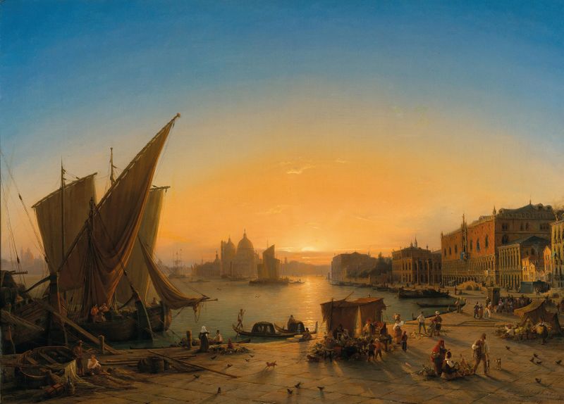 Venice landscape with Palazzo Ducale and Santa Maria della Salute, oil painting by Ludwig Mecklenburg