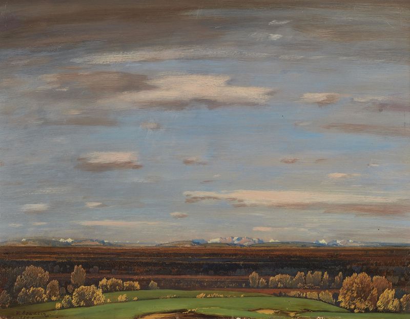 Voralpenlandschaft by Toni von Stadler, depicting a serene landscape in an unknown medium.