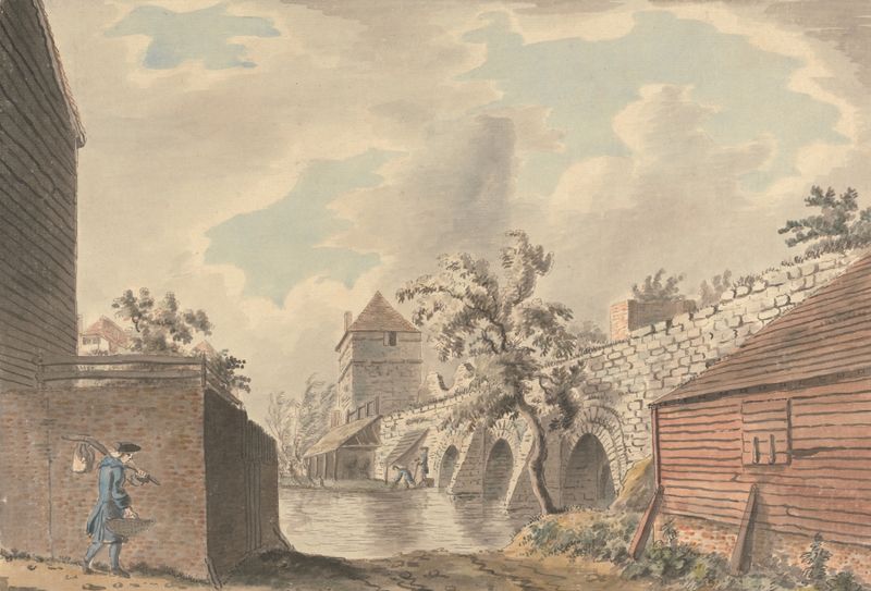 Grabado de Capt. Francis Grose que muestra arcos en la muralla de la ciudad de Canterbury