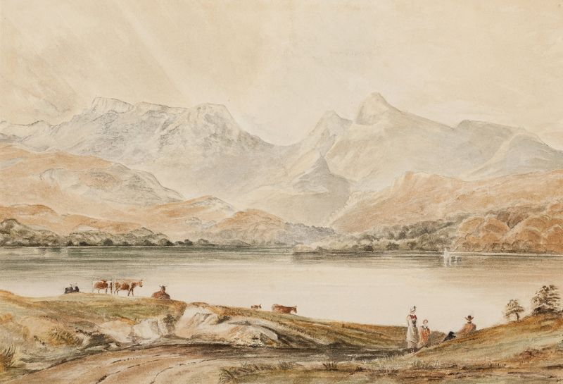 Loch Awe, Scotland by Copley Fielding, watercolor on paper depicting a serene landscape with trees and river.