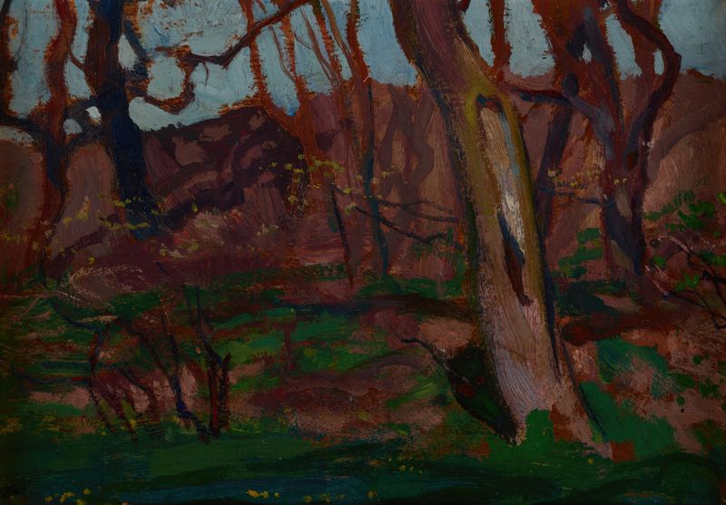 Escena botánica con flores en el Jardín Imperial, pintura al óleo de Jan Stanisławski
