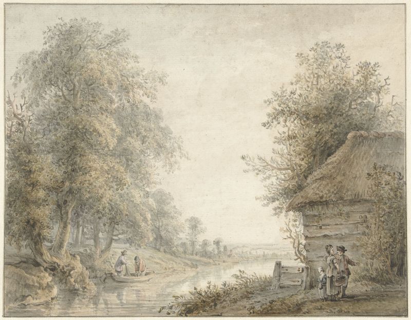 Landscape featuring a barn and forest by Jacobus Versteegen, oil painting